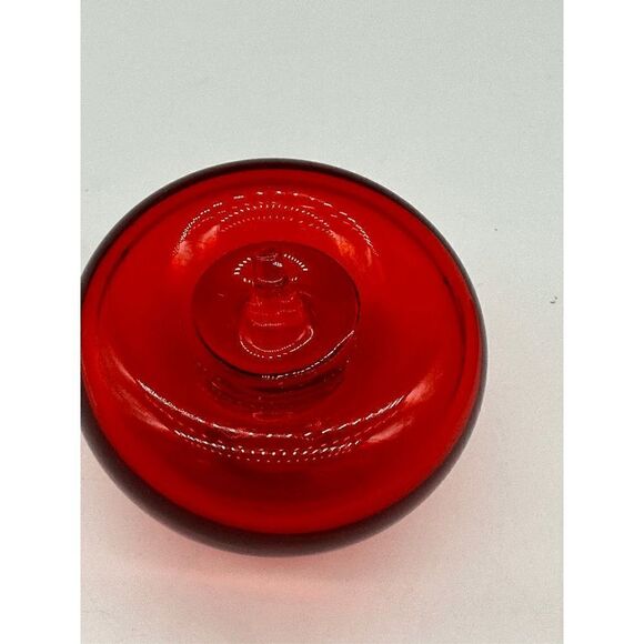 Glass Art Apple Paperweight Hand Blown 3” Clear Red Glass Polished Bottom - Picture 8 of 8